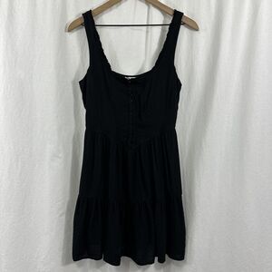 So Goods For Life Black Basque Waist Corset Tiered Mini Dress Womens Size M